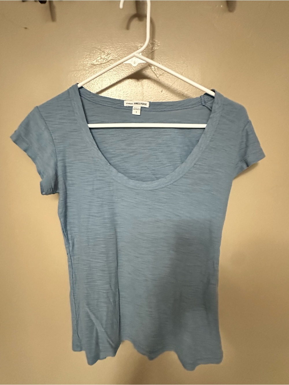 James Perse Deep Scoop neck Blue Standard Slub Tee T shirt Size 1 S